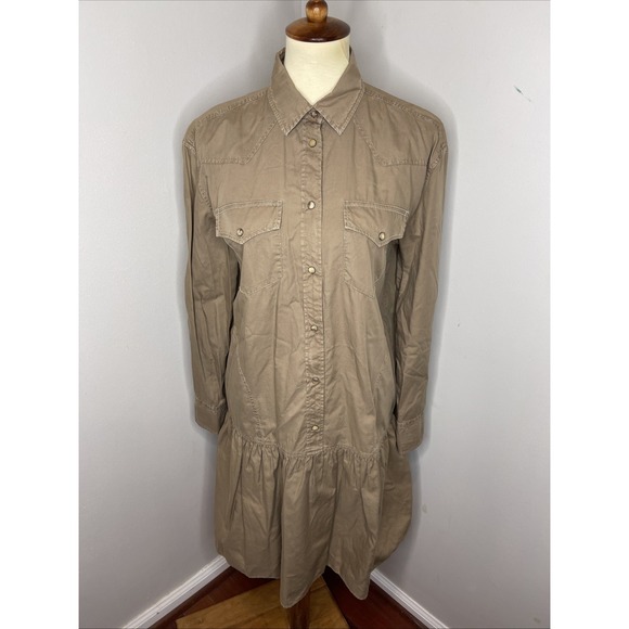 Brunello Cucinelli Dresses & Skirts - Womens Brunello Cucinelli Kakhi‎ Cotton Western Style Shirt Dress Large L